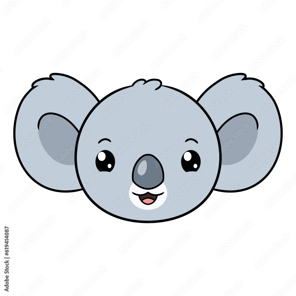 Cute little koala head on white background Cute little koala head on white background
