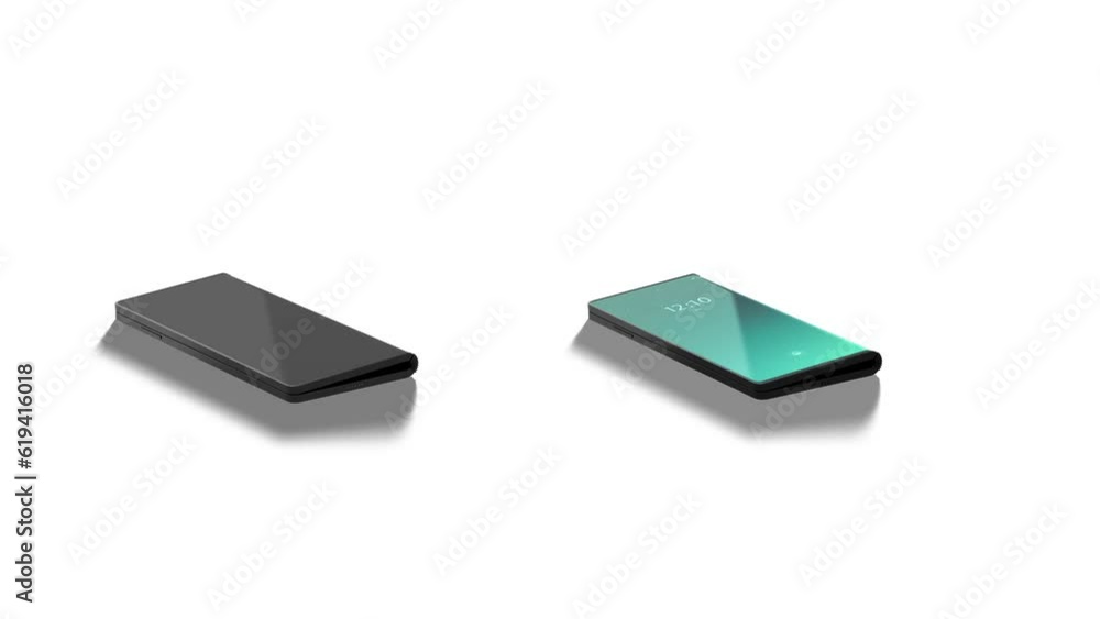 Turned on off folded unfolded phone display mockup, looped switch Turned on off folded unfolded phone display mockup, looped switch