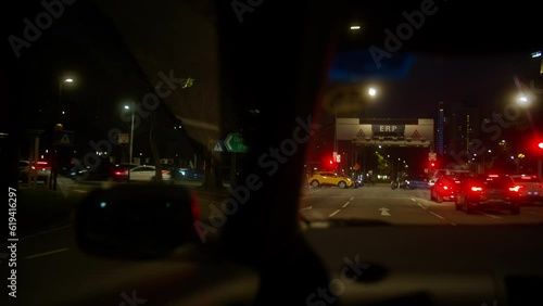 Riding in a taxi at night