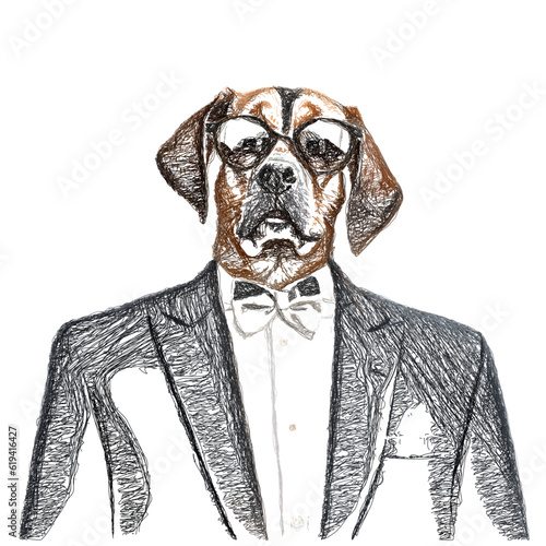 Portrait of a dog wearing a...