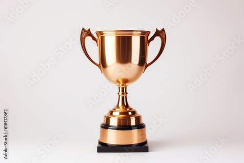 Golden Trophy on White Background. Generative AI