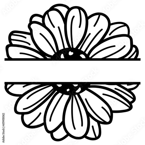 Daisy split monogram svg, Family last name flower frame