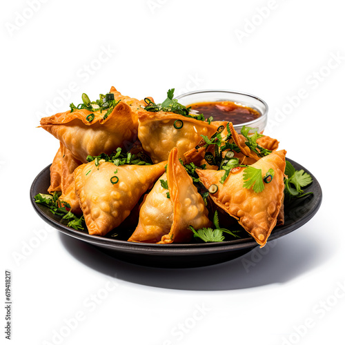 A serving of south east Asian samosa snack food, Pakistani, Indian, food