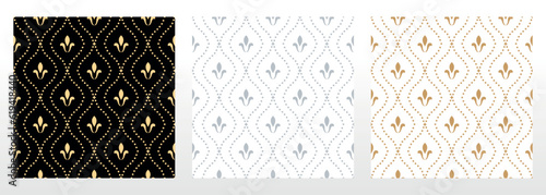 Collection of flower geometric patterns. Seamless vector backgrounds. Colored ornaments. Ornament for fabric, wallpaper, packaging. Decorative prints
