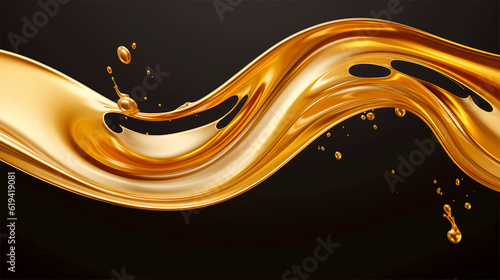 Beauty in Motion, Light Shining on Golding Splash of Oil, Creating Smooth and Elegant Swirls, Ideal for Fuel and Luxury Concepts, generative ai.