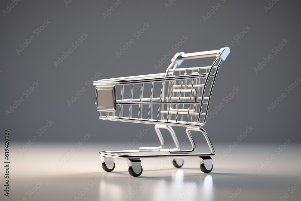 Shopping cart, online stores concept, digital illustration. Generative AI