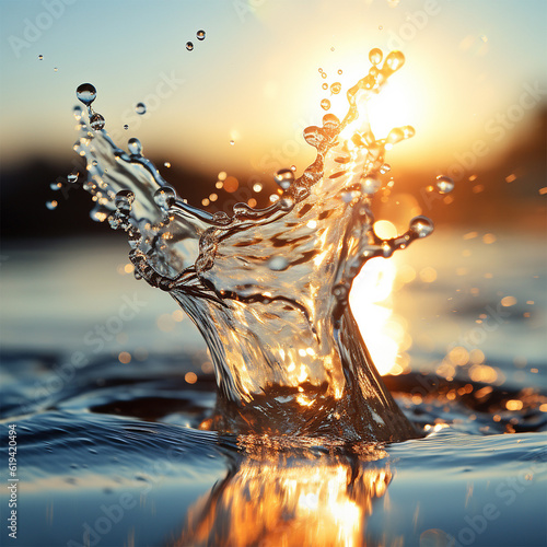 Water splash background, dynamic abstract liquid macro waves
