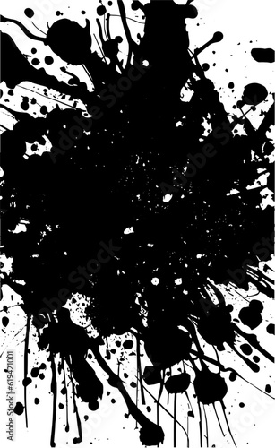 Grunge is black and white. Ink blots on a white background. Abstract texture of paint spots