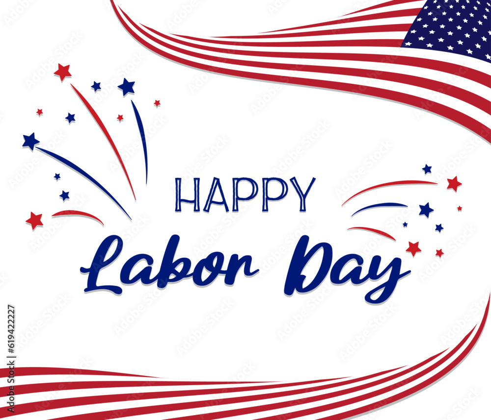 Obraz premium Happy Labor Day greeting card with United States national flag colors