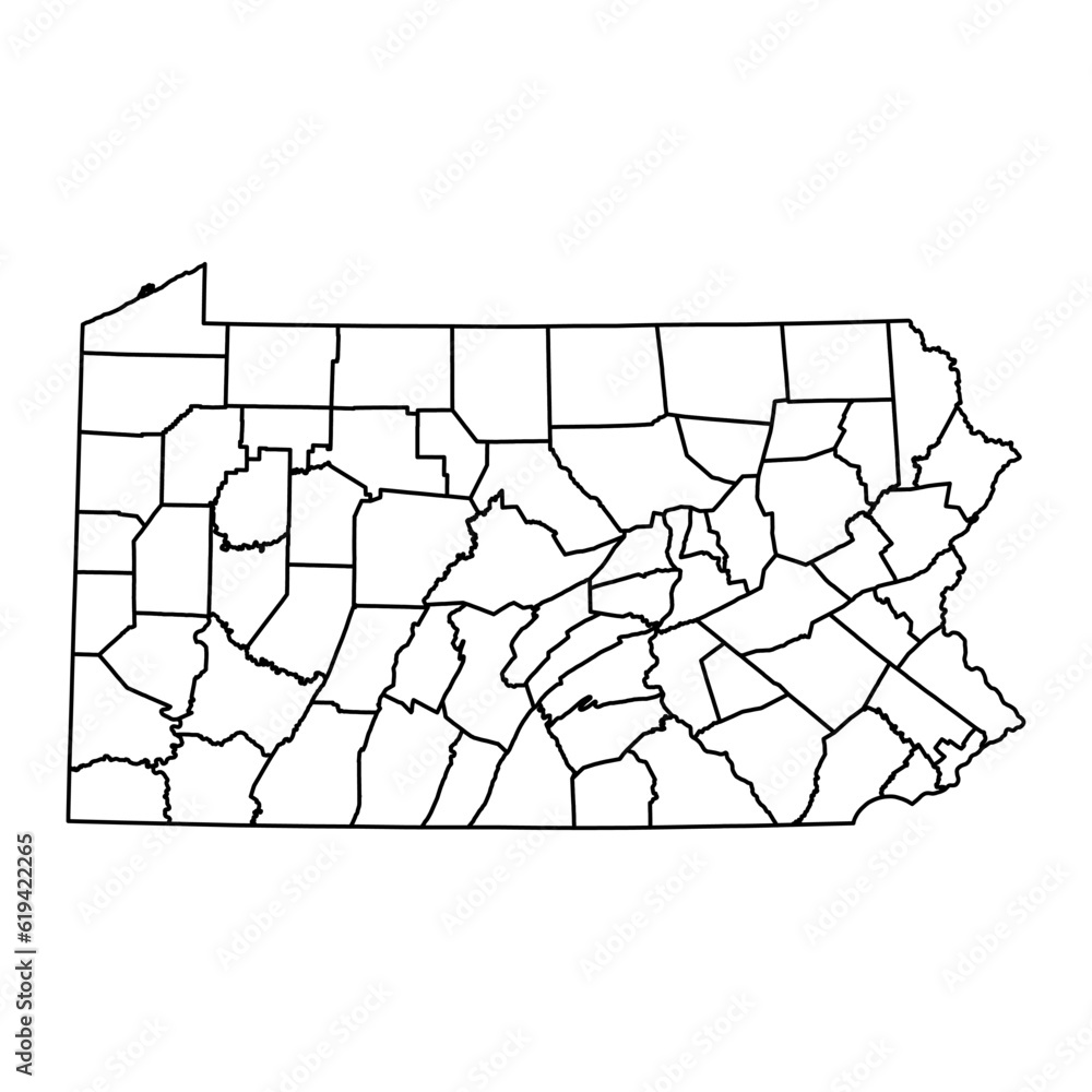 Fototapeta Pennsylvania state map with counties. Vector illustration.