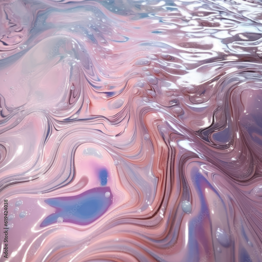 Fototapeta premium Iridescent wavy metallic texture background. Liquid metal Texture.