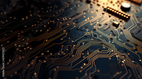 Obraz na płótnie 3D Render: Circuit Board Detail. Generative AI