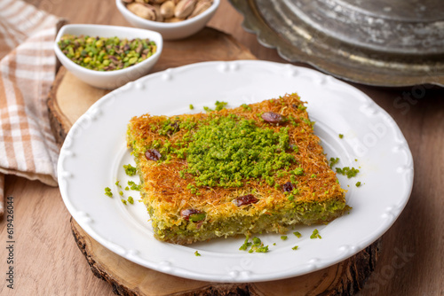 Photography Turkish dessert antep kadayif - pistachio kadayif