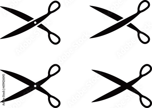 シンプルなハサミのシルエットセット