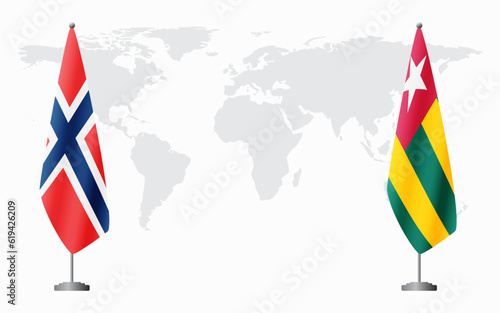 Norway and Togo flags for official meeting