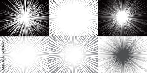 集中線とベタフラッシュの背景素材セット