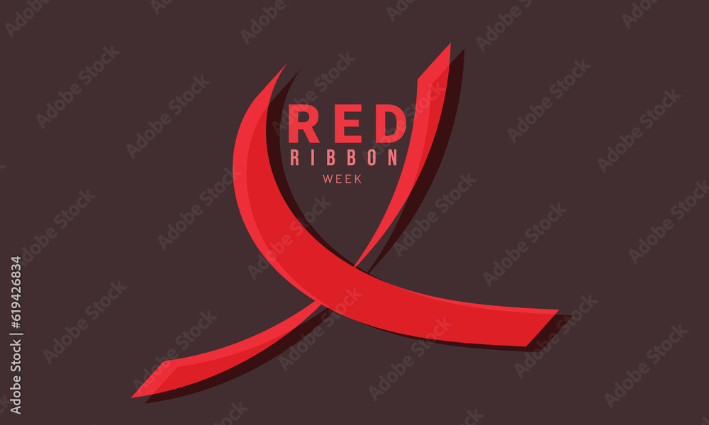 Red Ribbon week. background, banner, card, poster, template. Vector