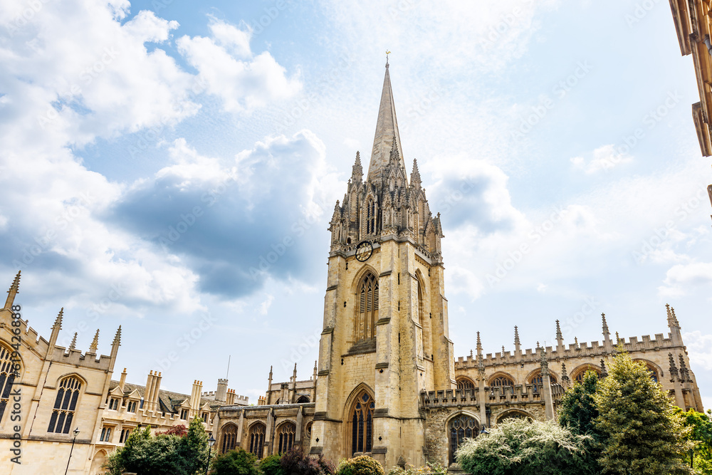 View of the University Church of St Mary the Virgin, English church in Oxford. It is the centre from which the University of Oxford grew