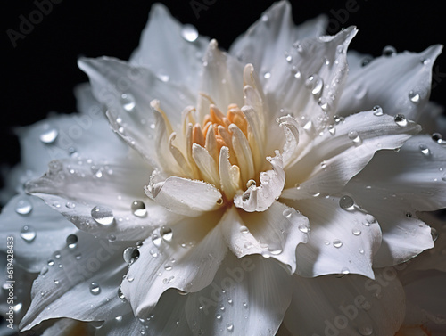 Captivating Macro of a Beautiful Flower with Water Droplets  Generative Ai 