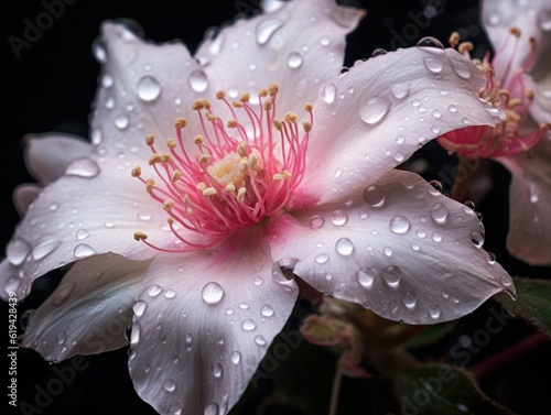 Captivating Macro of a Beautiful Flower with Water Droplets (Generative Ai)