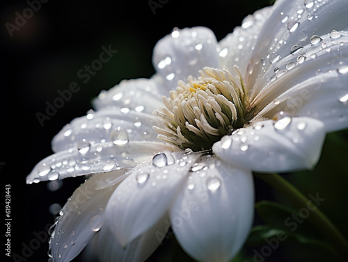 Captivating Macro of a Beautiful Flower with Water Droplets (Generative Ai)