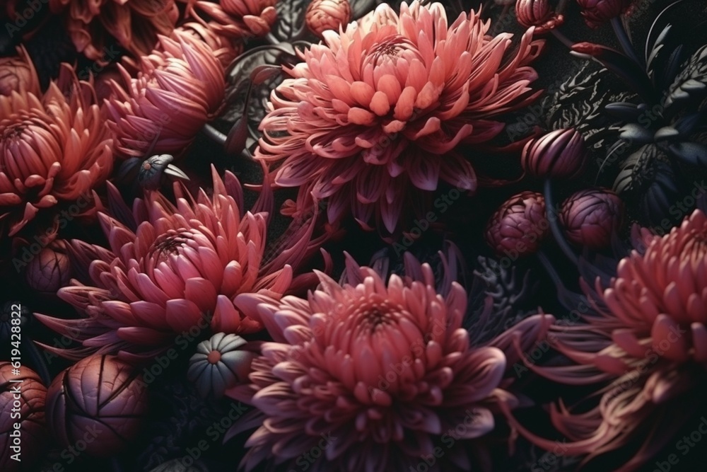 Enchanted flowers magical floral background, Generative AI