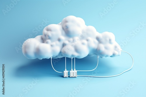 A close up of a cable connected to a cloud. Generative AI