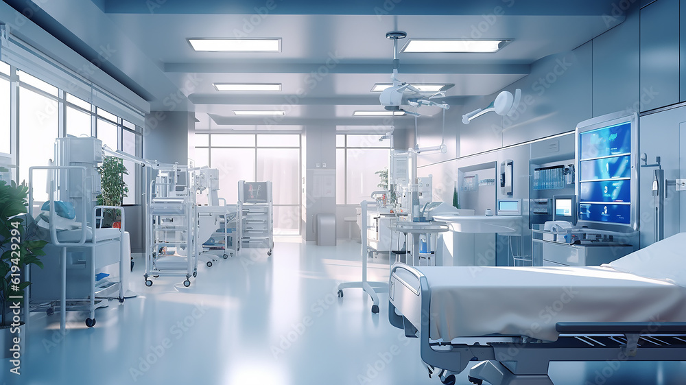 interior of a modern hospital. Generative AI interior of a modern hospital. Generative AI