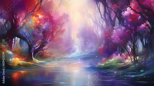 fantasy forest of many flowers