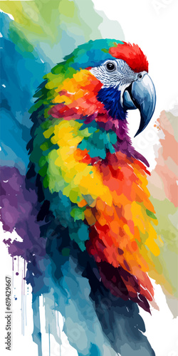 colorful parrot watercolor illustration isolated on white background