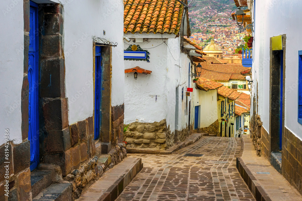 Old town street in Cusco, Peru