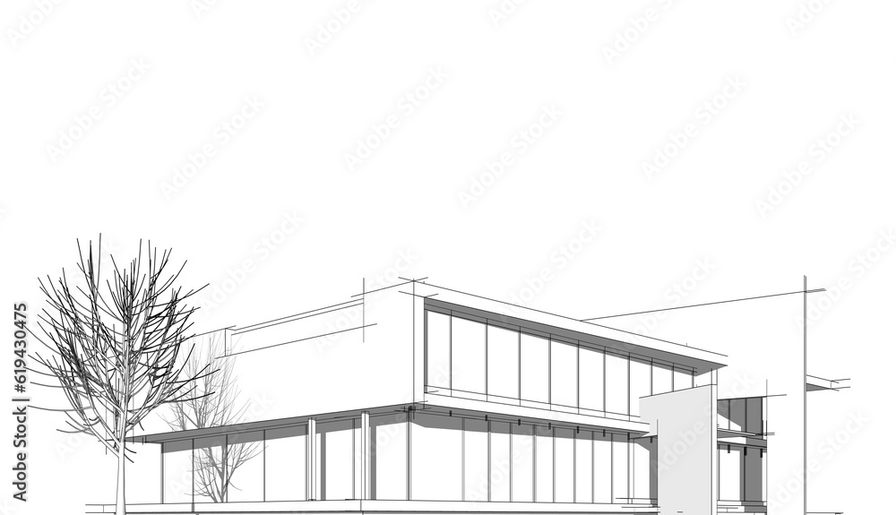 Sketch of modern building Sketch of modern building