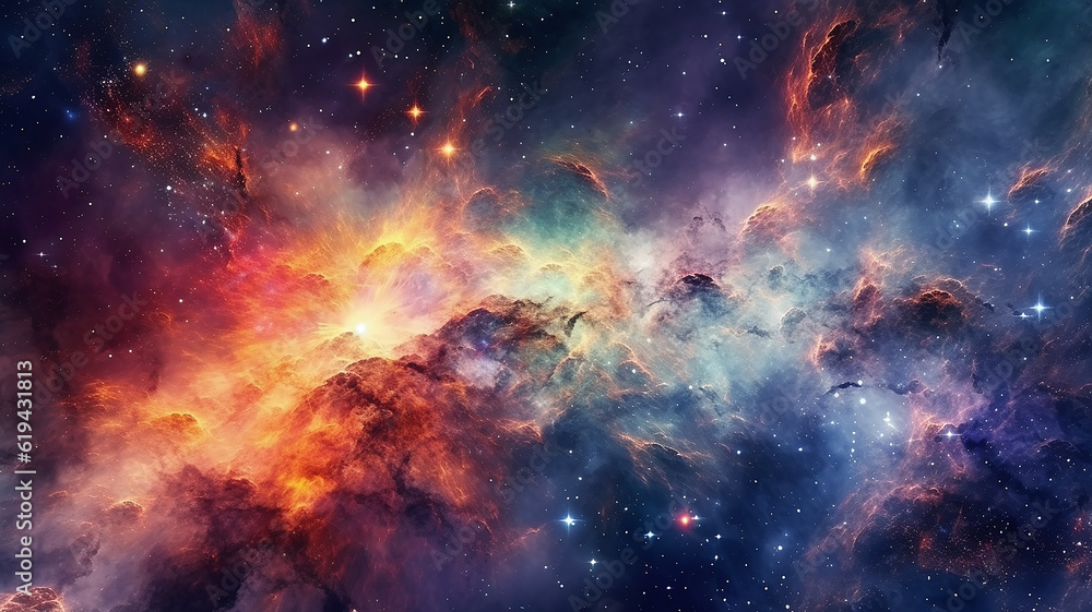 Fototapeta premium galaxy cosmos abstract multicolored background. Generative AI