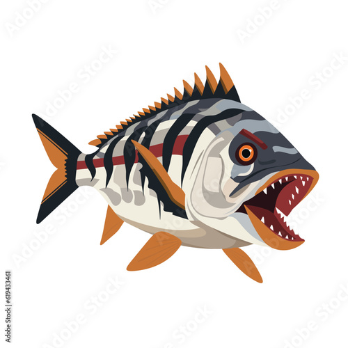 goliath tigerfish fish vector flat minimalistic isolated illustration