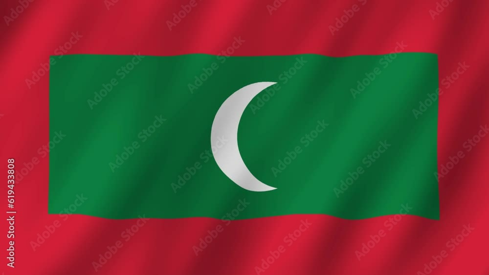 Flag of the Maldives waving animation. looping National Maldives flag animation background 4k Flag of the Maldives waving animation. looping National Maldives flag animation background 4k