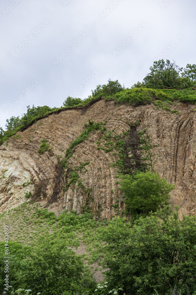 layered mountainside layered mountainside
