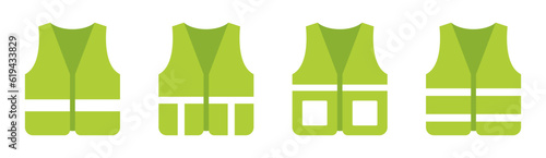 Reflective vest icon. Safety vest icon. Road vest set icon, vector illustration