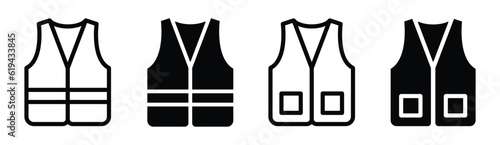 Reflective vest icon. Safety vest icon. Road vest set icon, vector illustration photo