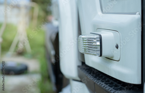 Modern and stylish front light on large freight and logistics trucks.