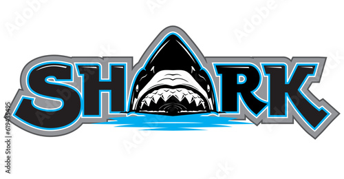 Shark Team Symbol, Massive Great White Shark Illustration