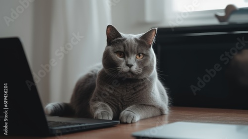 Cat looking into laptop