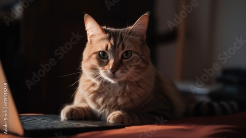 Cat looking into laptop © ZEKINDIGITAL