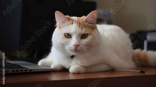 Cat looking into laptop © ZEKINDIGITAL