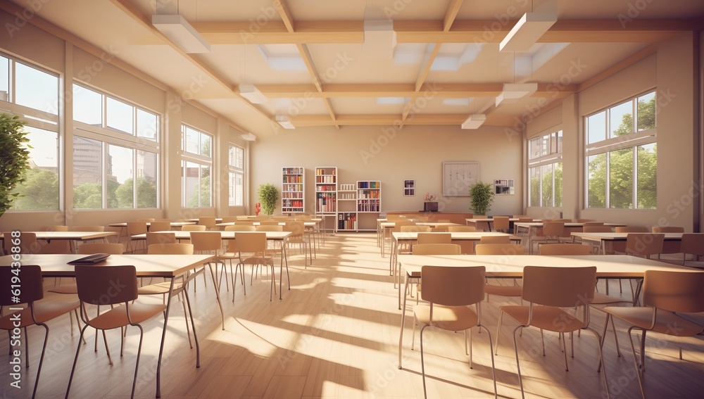 Back to school concept. Classroom empty, generative ai