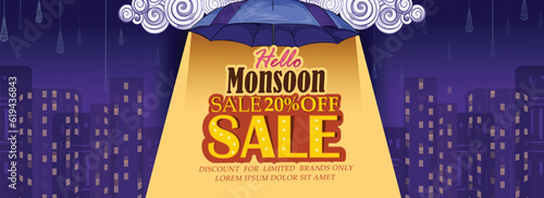 vector illustration poster of Monsoon season Offer or Sale.