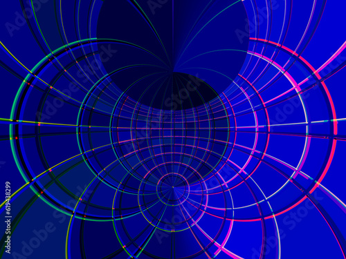 Abstract background in red and blue, with a spectacular rhythm and inserts. Surrealistic image in a modern style. For your art projects and works.