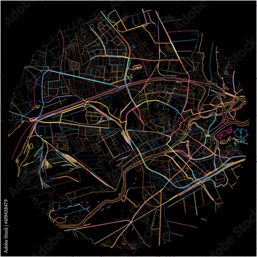 Colorful Map of BrandenburganderHavel, Brandenburg with all major and minor roads.