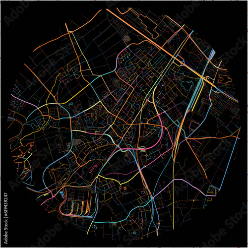 Colorful Map of Hurth, North Rhine-Westphalia with all major and minor roads.