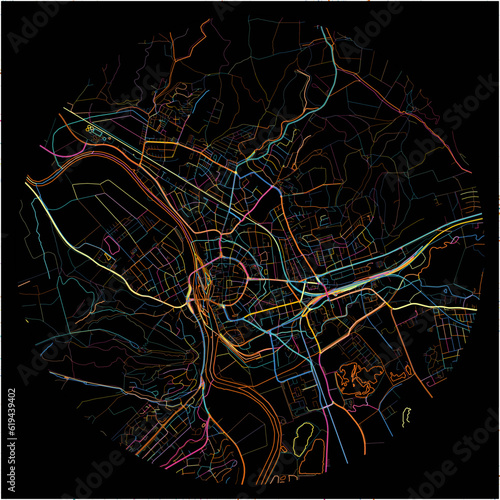 Colorful Map of Hameln, Lower Saxony with all major and minor roads.