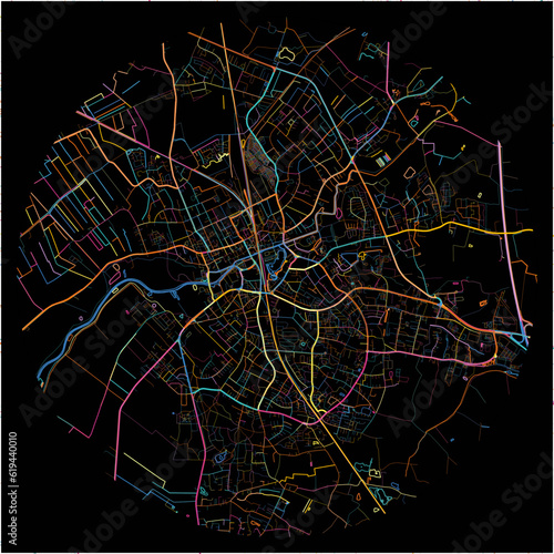 Colorful Map of Elmshorn, Schleswig-Holstein with all major and minor roads.